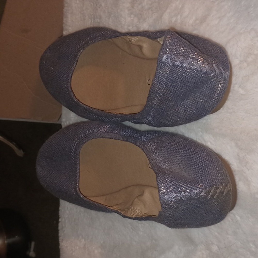 Lucky Brand blue canvas with shimmer gold  ballet flats 10M/40 - Picture 3 of 7